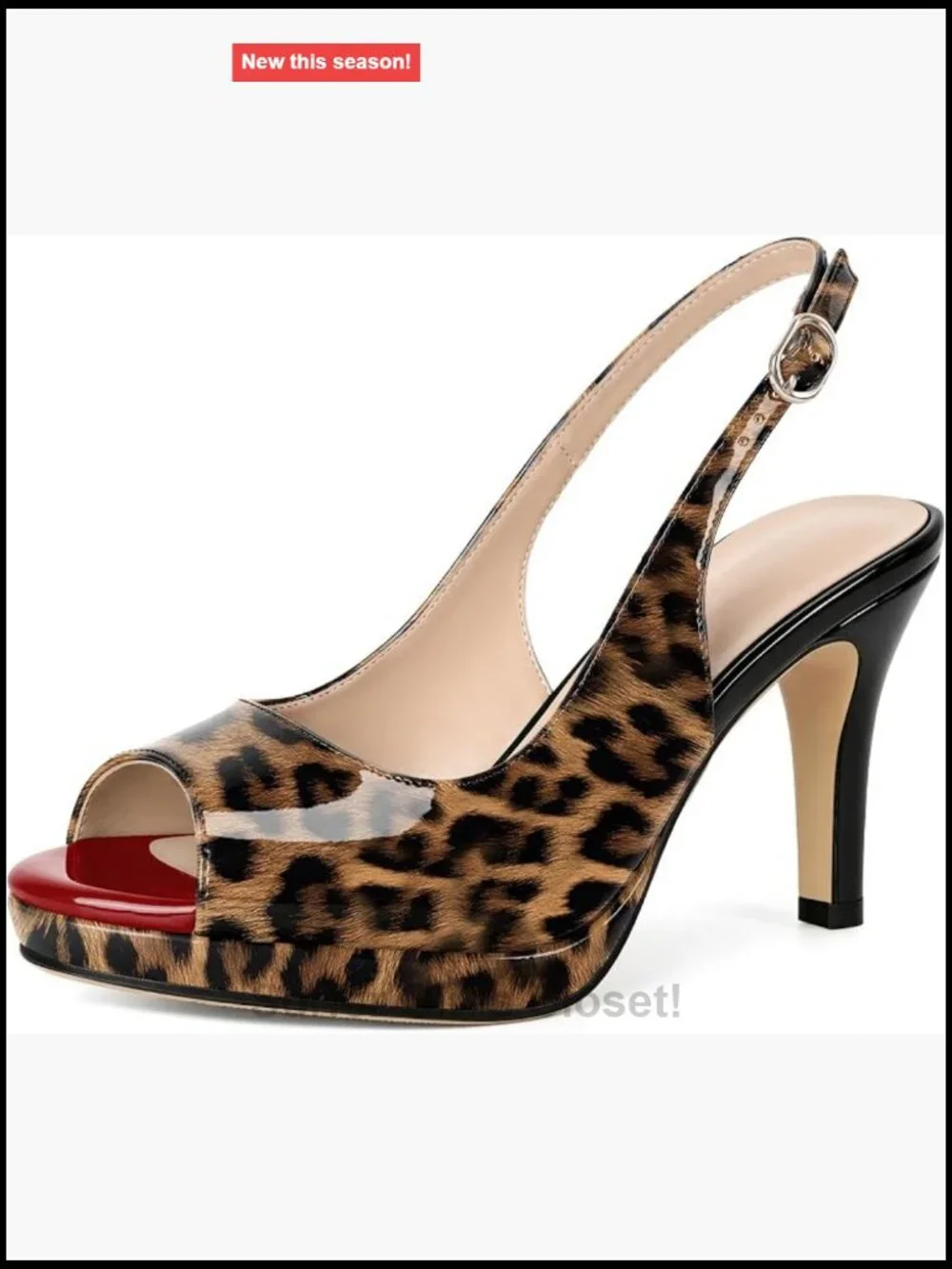 Women's Platform Peep Toe Slingback Heels 3.5 Inch PU Dress Shoes